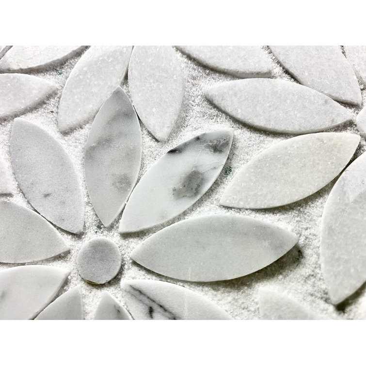 Calacatta White 12" x 12" Marble Flower Mosaic Wall Tile