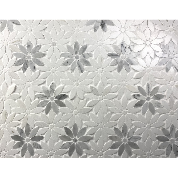 Calacatta White 12" x 12" Marble Flower Mosaic Wall Tile