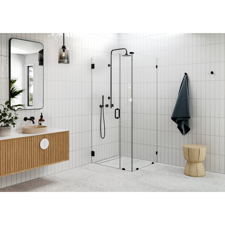 78" Frameless Glass Shower Enclosure with Matte Black Hardware