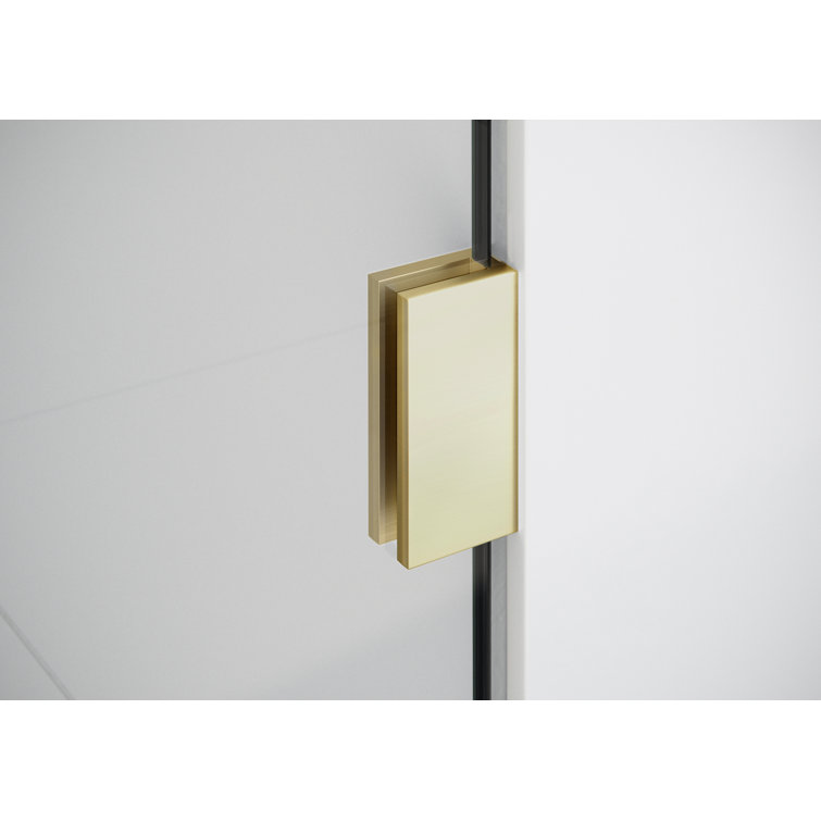 Matte Black Frameless Glass Shower Enclosure with Brass Fittings