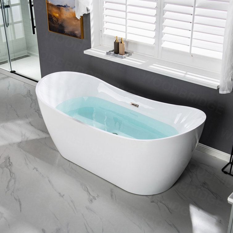 Ophelia 71'' White Acrylic Freestanding Soaking Bathtub