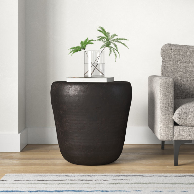 Rustic Bronze 20" Industrial Drum Accent Side Table
