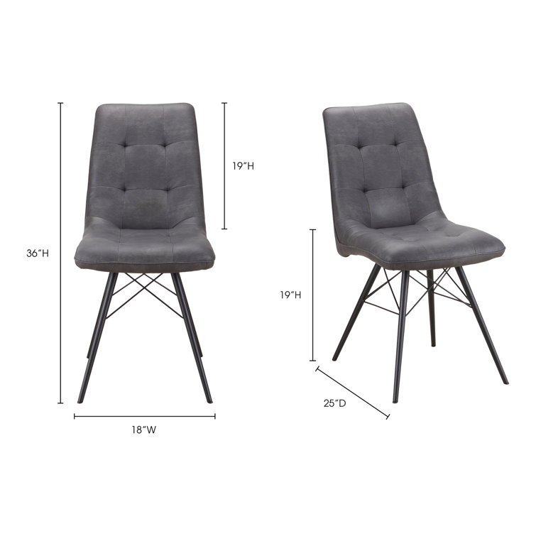 Aiello Gray Faux Leather Upholstered Side Chair with Latticed Metal Legs