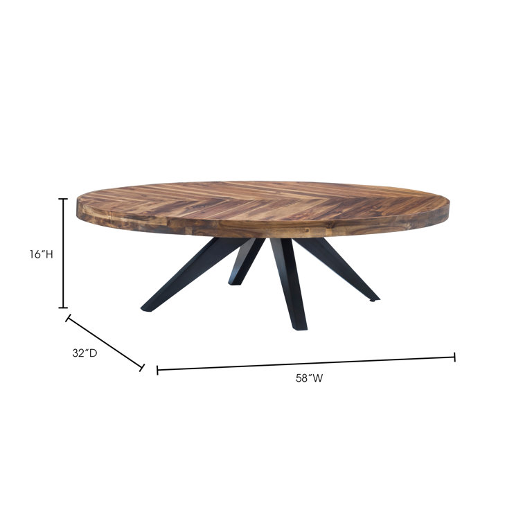 Transitional Rustic Black-Brown Oval Coffee Table with Storage