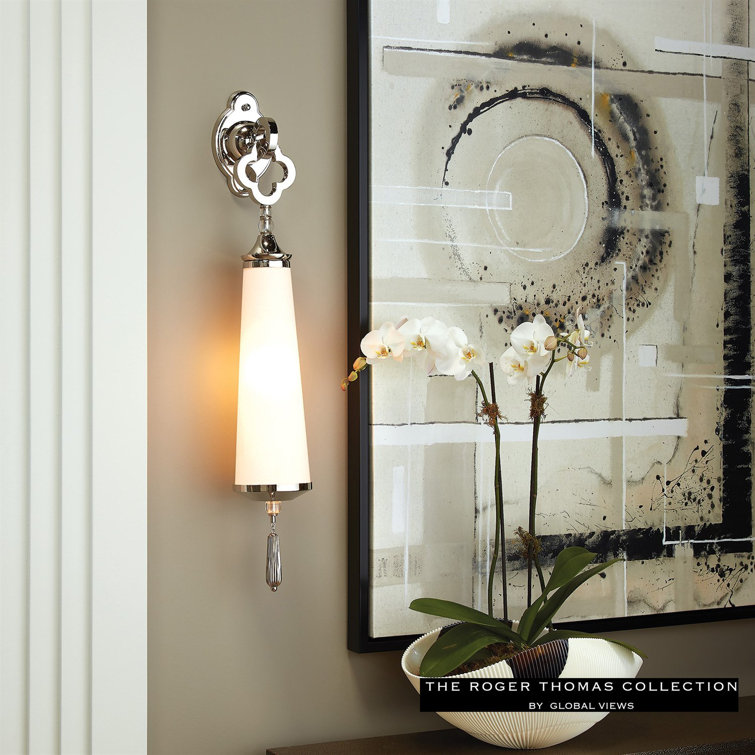 Quatrefoil Nickel-Plated Solid Brass Sconce with White Fabric Shade