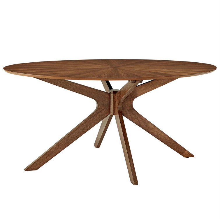 Walnut Oval Mid-Century Modern Dining Table for Eight