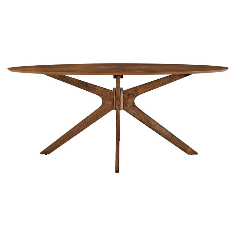 Walnut Oval Mid-Century Modern Dining Table for Eight