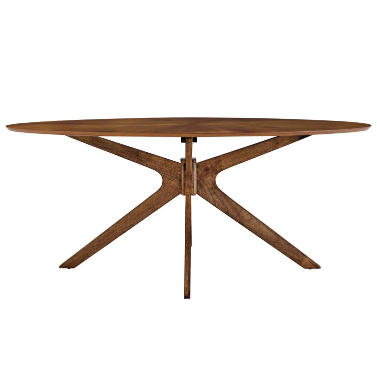 Walnut Oval Mid-Century Modern Dining Table for Eight