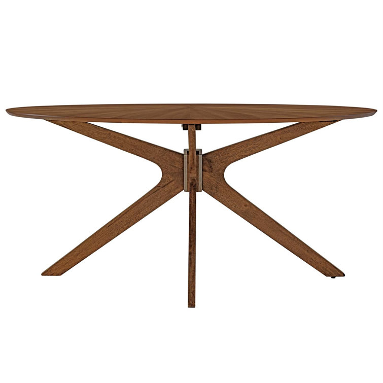 Walnut Oval Mid-Century Modern Dining Table for Eight