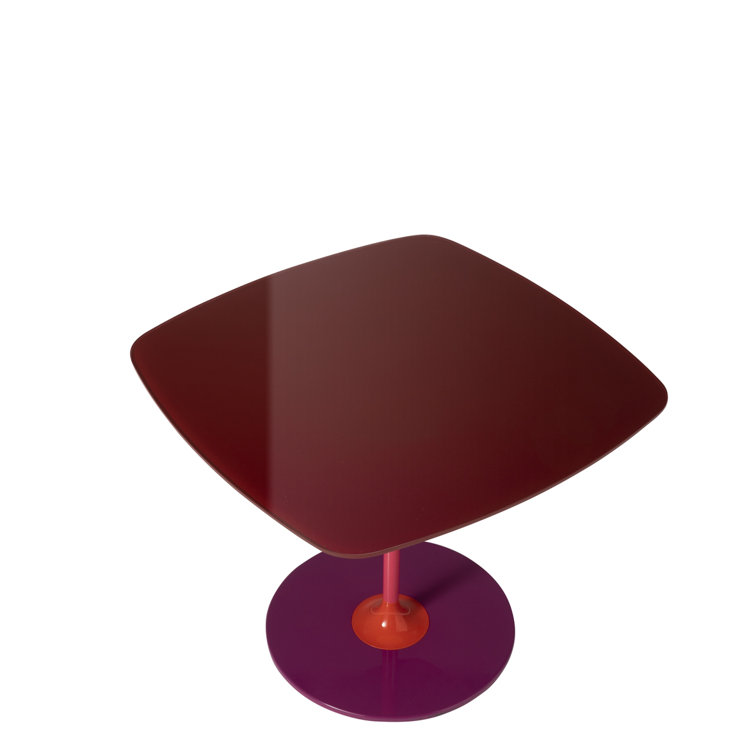Burgundy Glass and Steel Rectangular Side Table