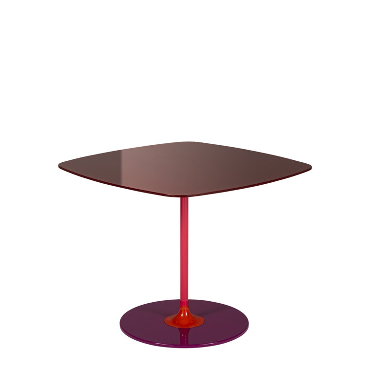 Burgundy Glass and Steel Rectangular Side Table