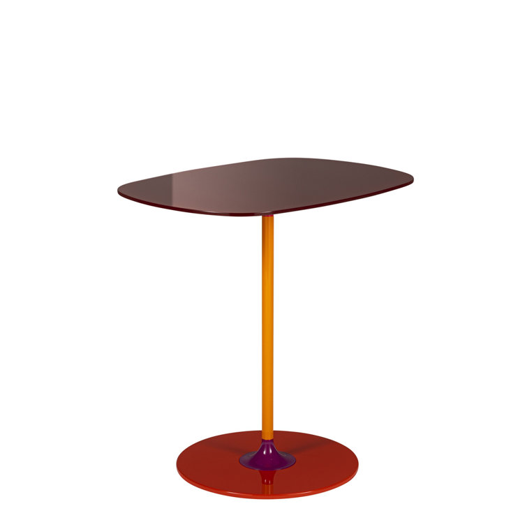 Burgundy Square Metal & Glass Petite Designer Table
