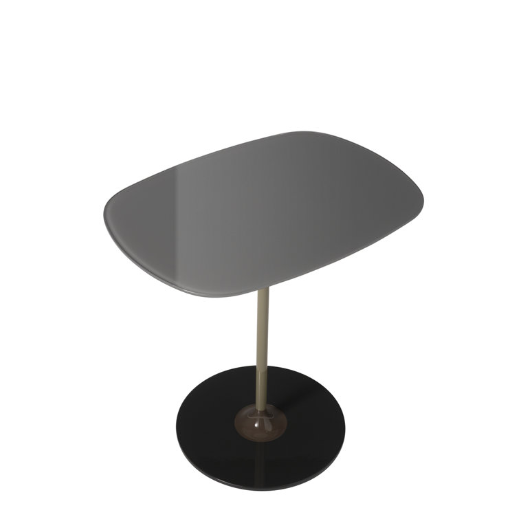 Thierry Gray Square Petite Metal & Glass Table by Piero Lissoni