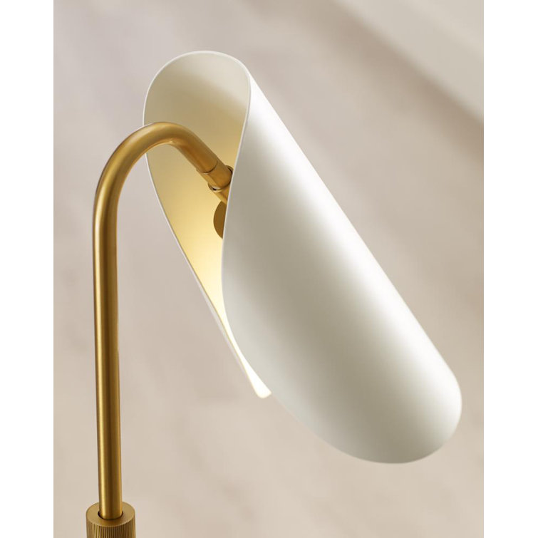 Adjustable Matte White and Burnished Brass Table Lamp