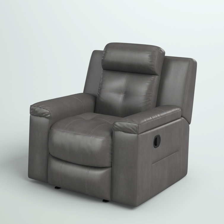 Dark Gray Faux Leather Contemporary Recliner