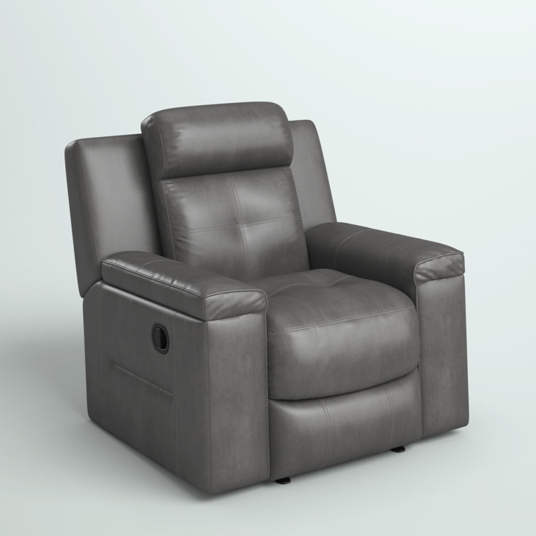 Dark Gray Faux Leather Contemporary Recliner