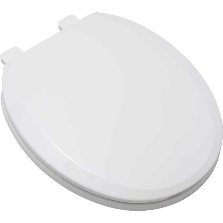 White Plastic Round Closed-Front Toilet Seat with Soft Close