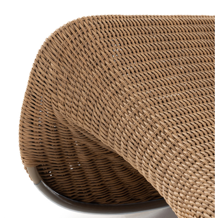 Vintage Natural Modern Wicker Accent Chair with Arms