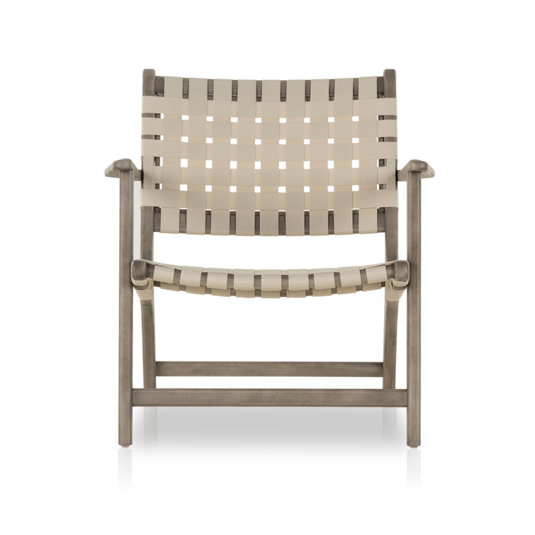 Cream and Gray Eucalyptus Outdoor Accent Chair