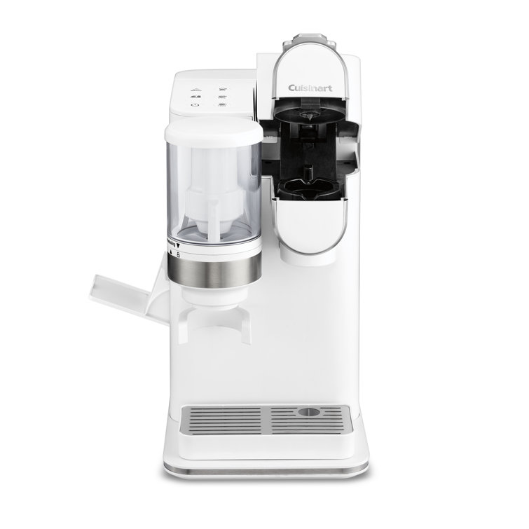 White Single-Serve Coffee Maker with Conical Burr Grinder