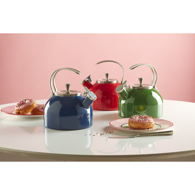 Green Enamel Whistling Retro Extra Small Kettle