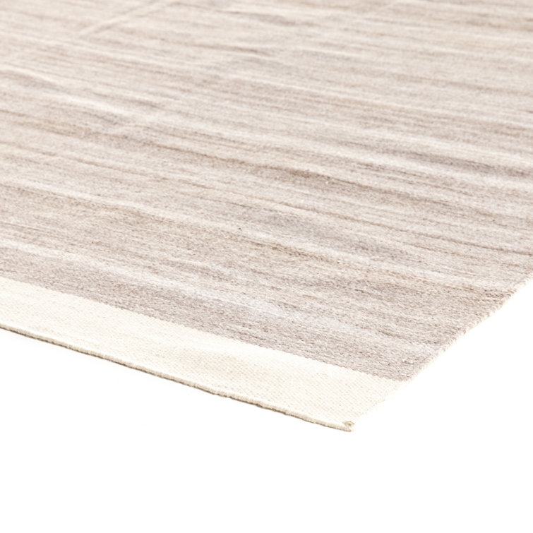Tatevik Contemporary Striped Cotton Area Rug 8' x 10' in Gray and Beige