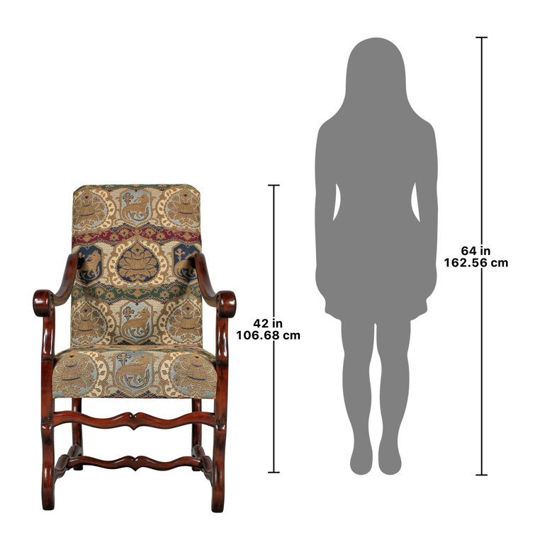 Mahogany High Back Upholstered Arm Chair