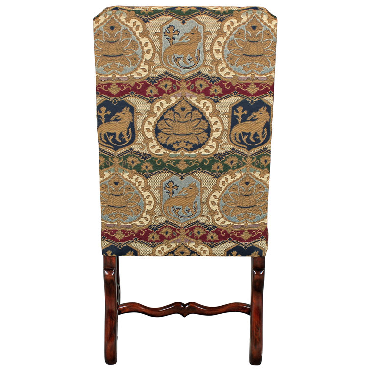 Mahogany High Back Upholstered Arm Chair