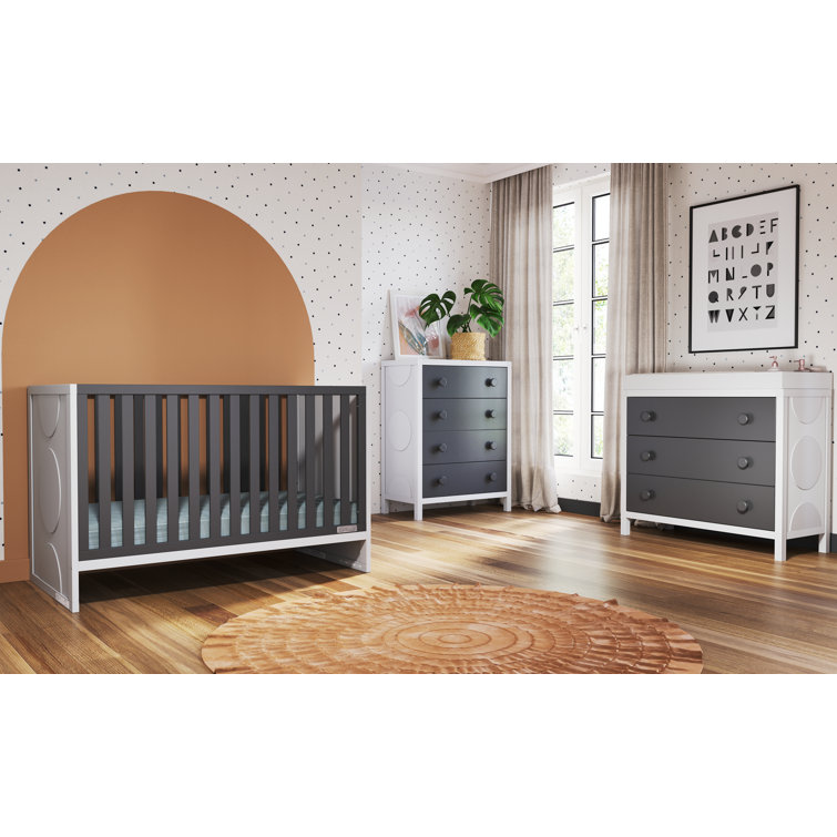 Ebony and Matte White 4-Drawer Nursery Chest