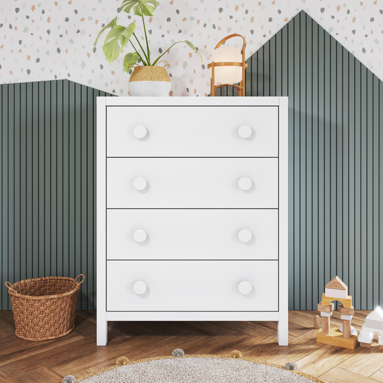 Matte White Modern Nursery 4-Drawer Chest