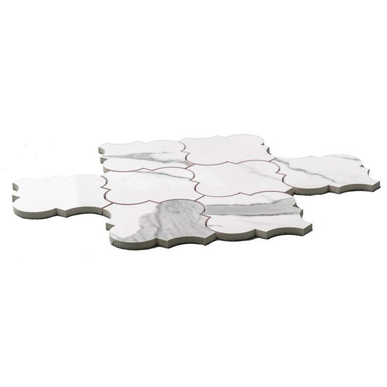 Calacatta Porcelain Mosaic Tile with Glossy Finish, 11" x 12"