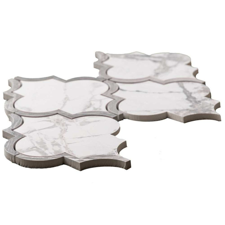 Stately Lantern 9" x 14" Calacatta Gray Porcelain Mosaic Tile