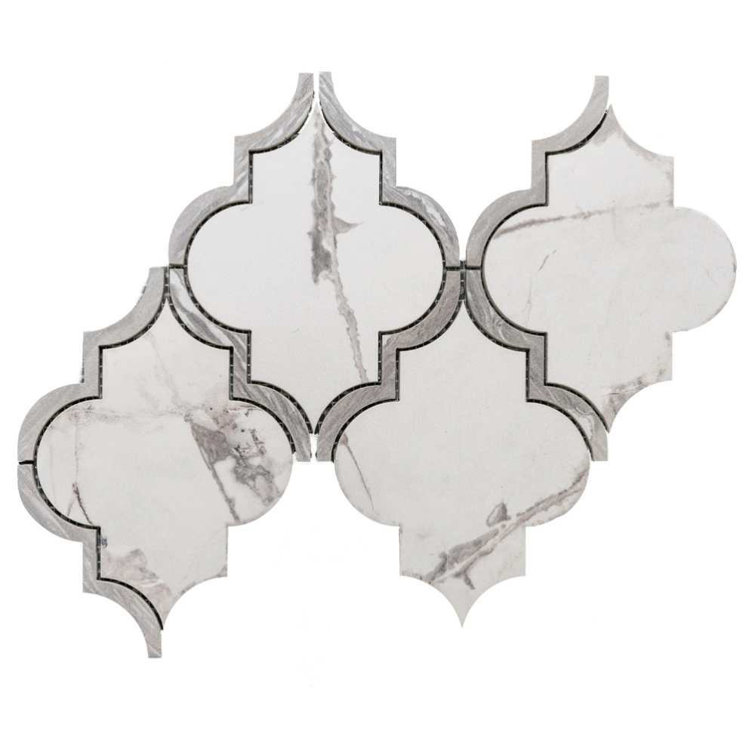 Stately Lantern 9" x 14" Calacatta Gray Porcelain Mosaic Tile