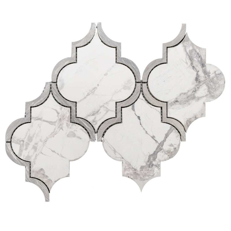 Stately Lantern 9" x 14" Calacatta Gray Porcelain Mosaic Tile