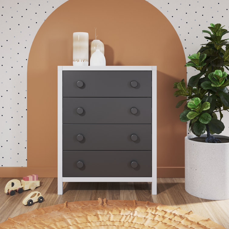 Ebony and Matte White 4-Drawer Nursery Chest
