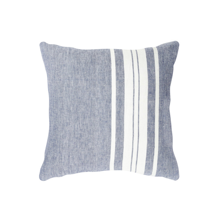 Light Grey and White Striped Linen Throw Pillow