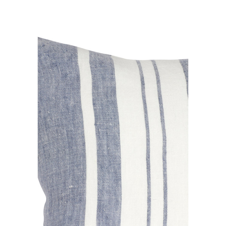 Light Grey and White Striped Linen Throw Pillow