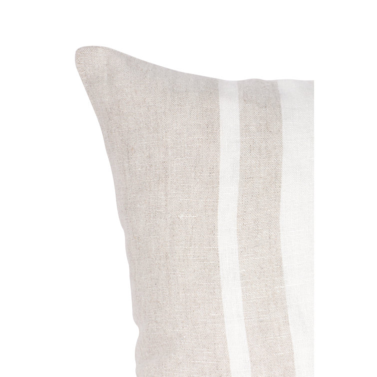 Light Grey and White Striped Linen Throw Pillow