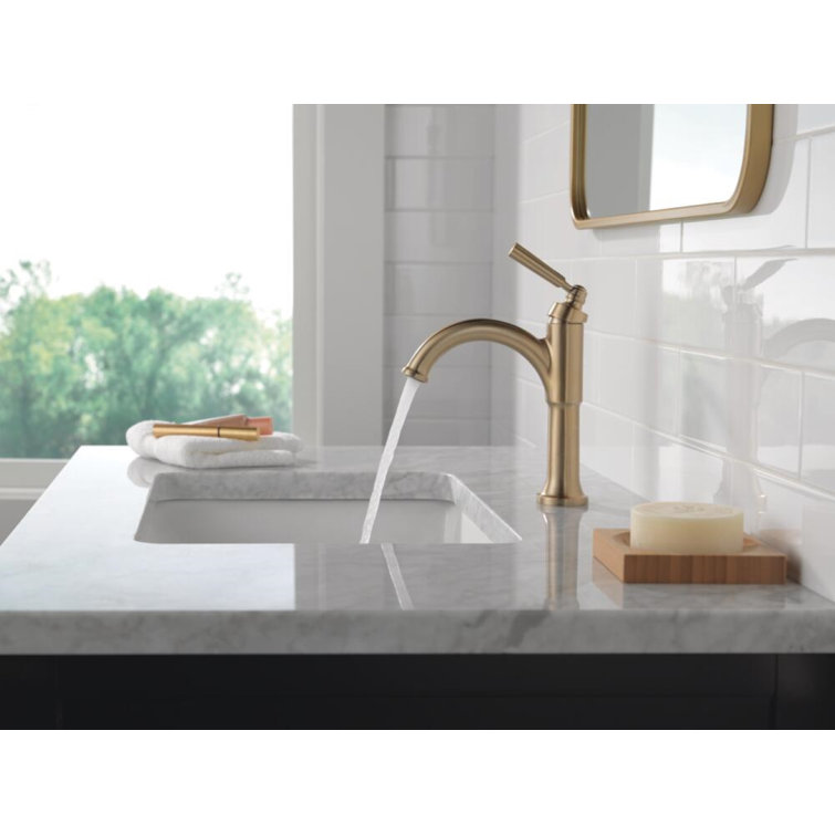 Champagne Bronze Single Handle Bathroom Faucet with Diamond Seal Technology