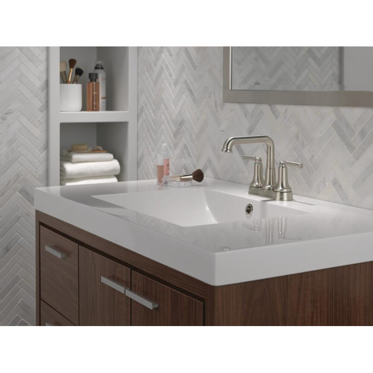 Stainless Steel Two Handle Centerset Bathroom Faucet