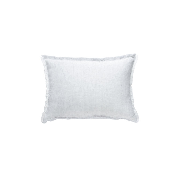 Luxe Linen Blend Fringed 15" Throw Pillow in Light Gray