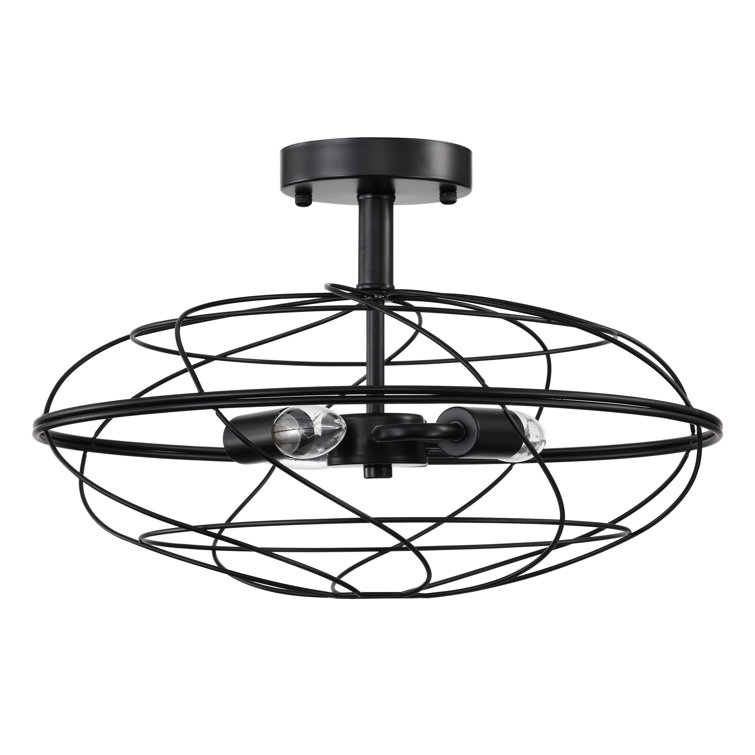 Matte Black Modern 3-Light Semi-Flush Mount Ceiling Light