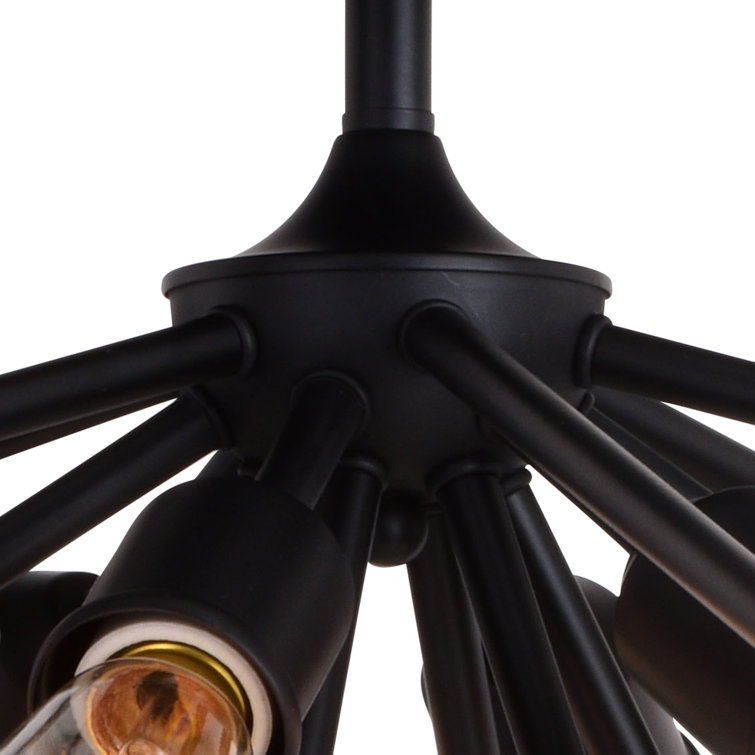 Matte Black Sputnik Semi-Flush Mount with Edison Filament Bulbs