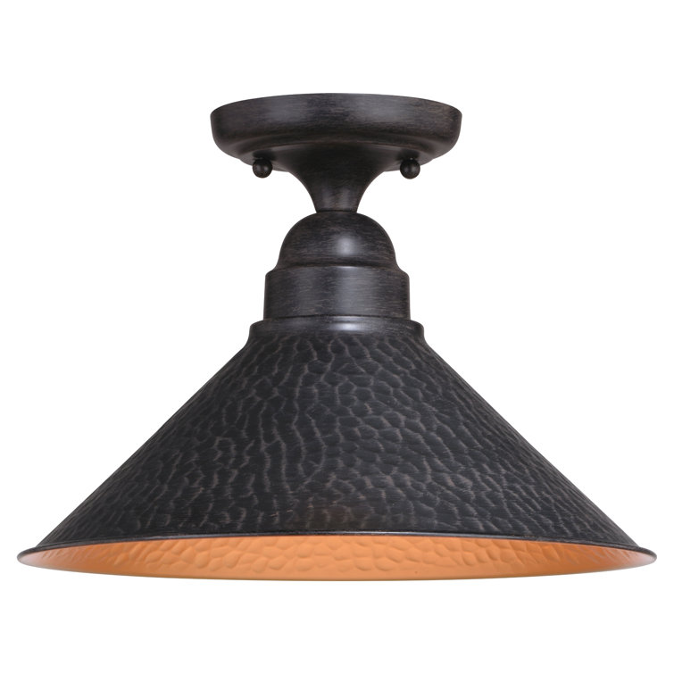 Outland Rustic 12'' Gold and Glass Indoor/Outdoor Ceiling Light