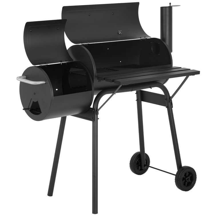 43'' Black Barrel Charcoal Grill with Smoker
