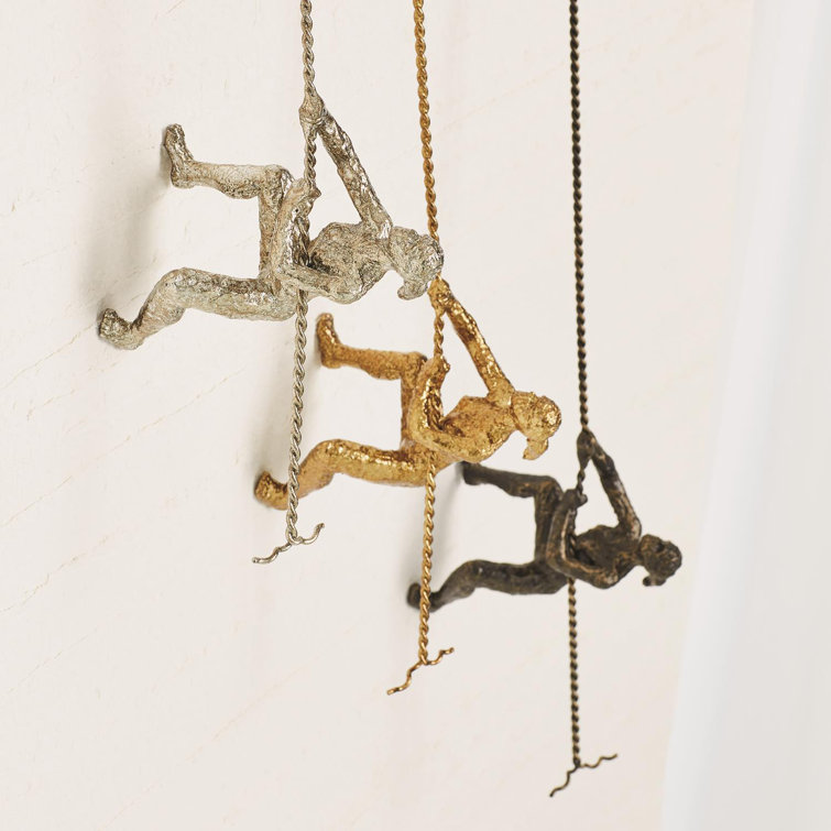 Bronze Climbing Woman Wall Mounted Sculpture