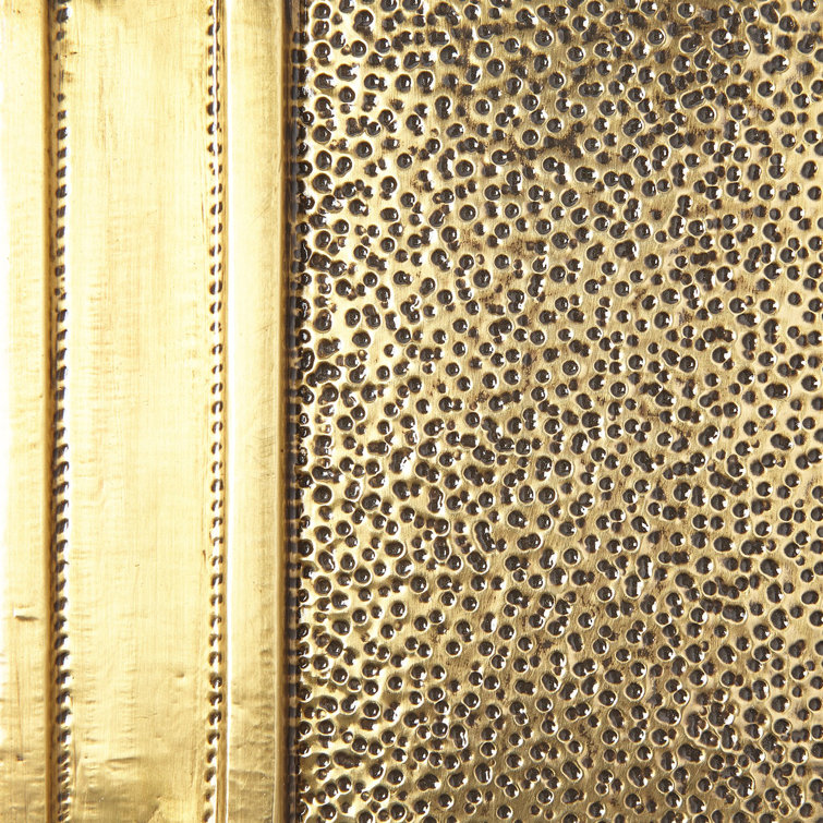 Abstract Geometric Brass-Clad Floating Cabinet with Adjustable Shelving