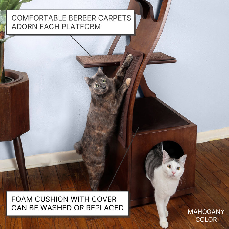 69" Smoke Gray Engineered Wood Cat Tree Tower