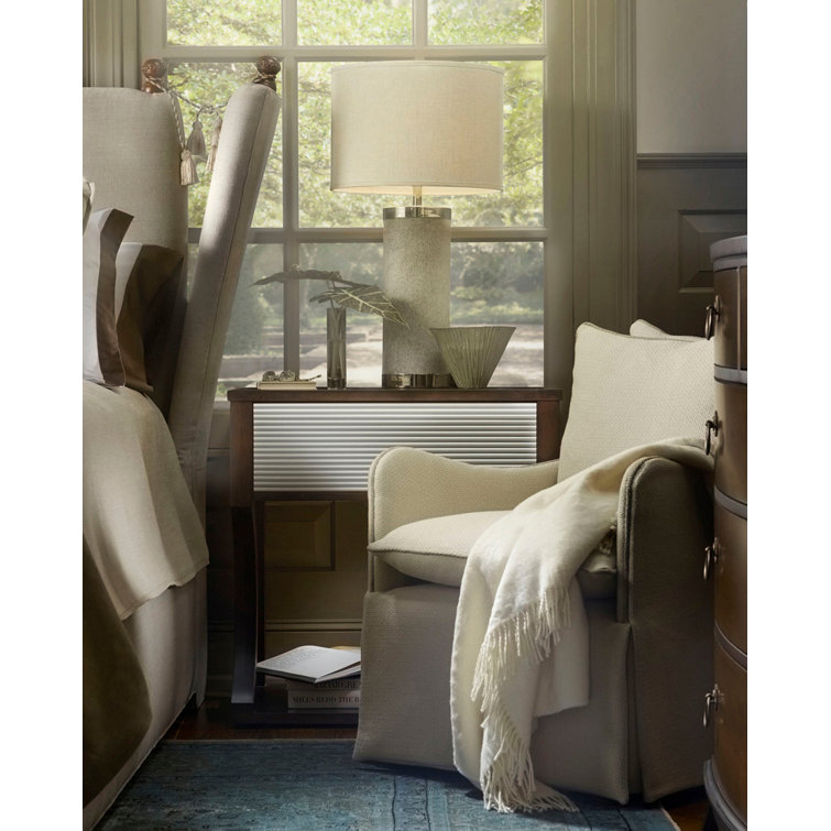 Sesame Natural Linen Shade Column Table Lamp with Polished Nickel Accents