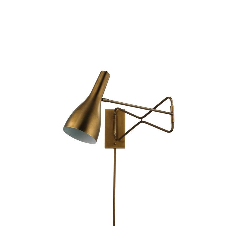 Antique Brass Mid-Century Adjustable Swing Arm Sconce